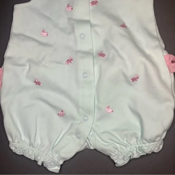 Little Me 6 Months Baby Girls Bunny Romper Hat Matching Set Easter Outfit Ruffle - Picture 13 of 13